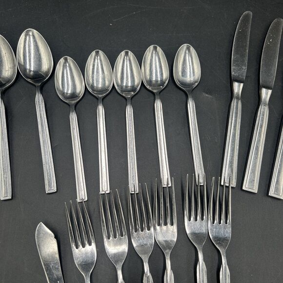 20 Pieces Sonnet Stainless Silverware Flatware replacement Forks Knives Spoons - Picture 4 of 7